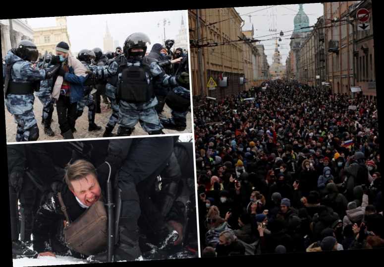 Anti-Putin protesters clash with cops as more than 3,000 arrested over jailing of poisoned Alexei Navalny