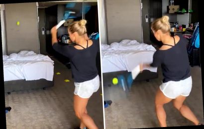 Putintseva practices rallies off hotel wall as Australian Open descends into Covid chaos as 72 PLAYERS forced to isolate