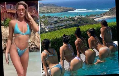 Bikini-clad sports stars including Kelly Kelly enjoy champagne-fuelled boat party and private jet off tropical island