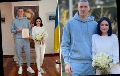 Real Madrid goalkeeper Andriy Lunin gets married in a TRACKSUIT during civil ceremony in Madrid