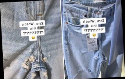 Fashion fans joke Zara jeans will ‘keep you fresh all day’ thanks to some VERY unfortunately placed rips in the crotch