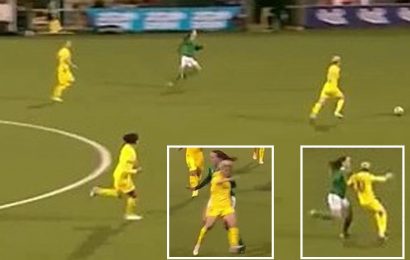 Fans slam 'most cynical foul ever' after Ukraine defender deliberately wipes out Northern Ireland Women's star