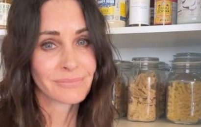 Friends star Courteney Cox channels her inner Monica Geller as she shows off extremely tidy kitchen