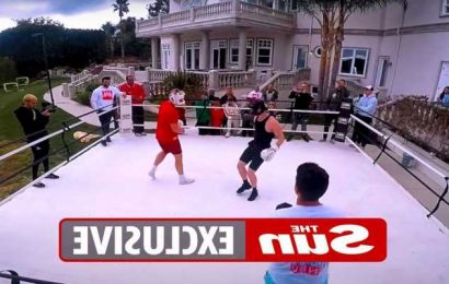 Jake Paul's amazing home gym in his LA mansion includes two rings with YouTuber boxing every day