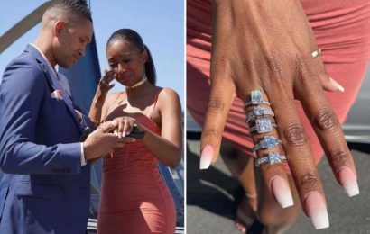 Man’s lavish proposal goes viral after he pops the question with FIVE engagement rings
