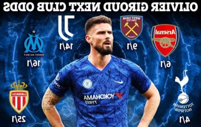 Olivier Giroud next club odds: Arsenal and West Ham trail Tottenham in battle to sign Chelsea star on free transfer