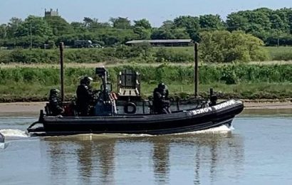 Border Force officers in boat are spotted scouring Suffolk coastline