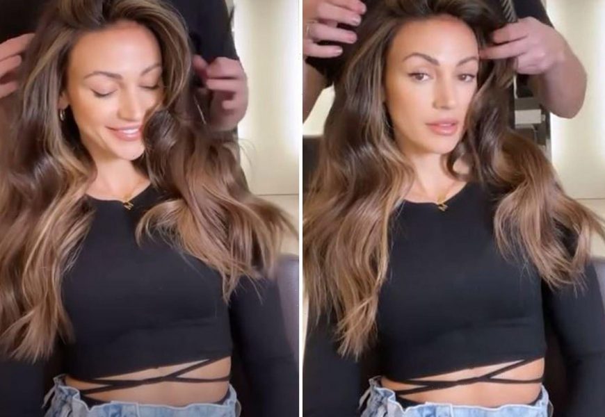 Michelle Keegan flashes her incredible abs as she shows off her glamorous new hair