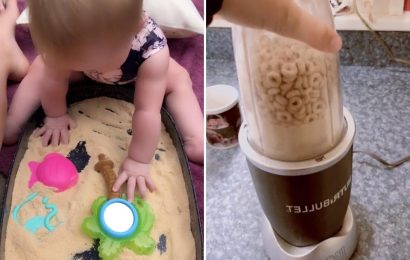 Mum praised for easy ‘edible sandpit’ hack which keeps her baby entertained for hours & all you need are Cheerios