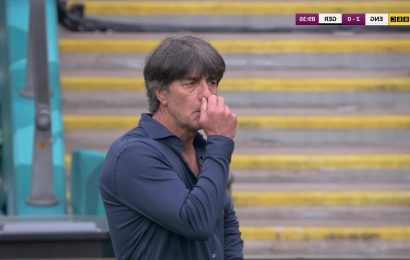 Germany boss Joachim Low sends fans into hysterics as he appears to pick nose AGAIN on live TV in England Euro 2020 win