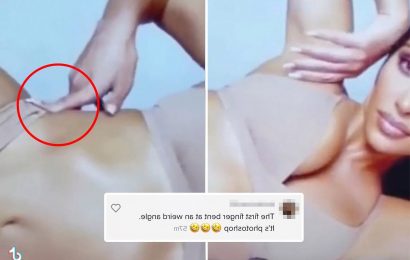 Kim Kardashian accused of photoshopping new SKIMS video ad as her finger 'bends' and 'stretches out'