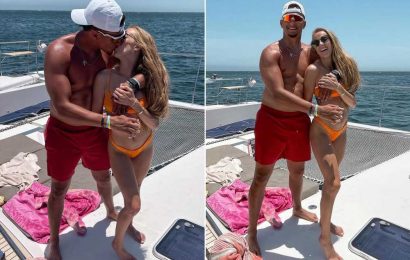 Patrick Mahomes kisses fiancée Brittany Matthews in cozy vacation photos