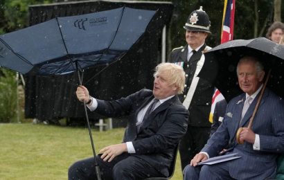 Boris Johnson leaves Prince Charles in hysterics as he suffers awkward umbrella malfunction