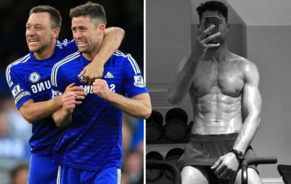 Gary Cahill shows off ripped body as Chelsea legend John Terry jokes 'that's why I made you get changed away from me'