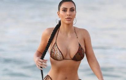 Kim Kardashian Models Purple, String Bikini In Palm Springs Getaway: Photos