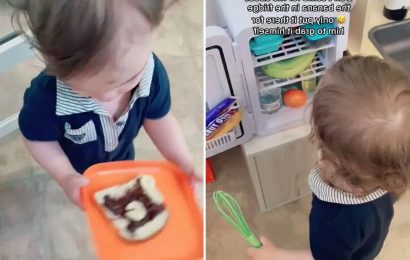 Mum lets 17-month-old son make his own food to ‘teach him independence’ & he even has his own replica kitchen