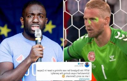 Outrage as arch Remoaner Femi Oluwole says Denmark were ‘cheated’ by laser pen England fan and APOLOGISES to them