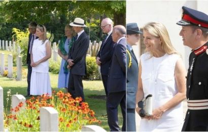 ‘Class and dignity personified’: Countess of Wessex stuns in white dress visiting cemetery