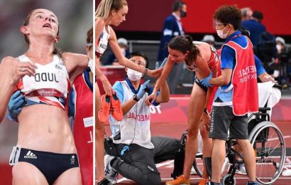 Team GB's Jess Judd has to be helped off track after 10,000m final as she struggles in energy-sapping humidity