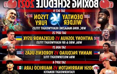 Upcoming boxing fights 2021: Fixture schedule –  Tyson Fury vs Deontay Wilder 3 & Anthony Joshua vs Oleksandr Usyk DATE