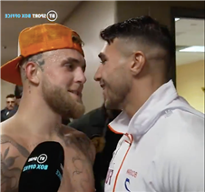 Watch Jake Paul and Tommy Fury confront each other in backstage bust-up as Brit reveals he was BANNED from entering ring