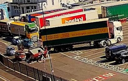 Lorry demolishes Southampton ferry ticket booth trapping three workers