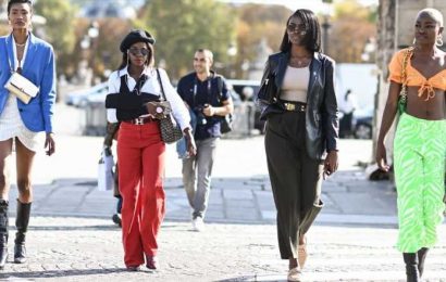 Micro-minis and primary colours are having a moment on the streets of Paris Fashion Week