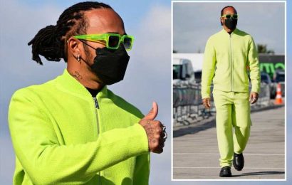 Lewis Hamilton arrives at Turkish Grand Prix in lime green tracksuit as he gets set to face Max Verstappen for F1 battle