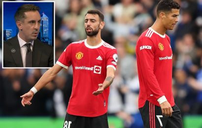 Man Utd legend Gary Neville slams Cristiano Ronaldo and Bruno Fernandes for 'waving arms' at team-mate in furious rant