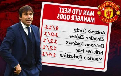 Man Utd next manager odds – Antonio Conte favourite for Red Devils job with Solskjaer given three games to save his job