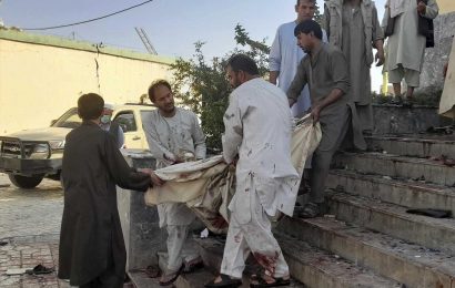 Suicide bomb on Afghan mosque kills at least 50 people in deadliest blast since US left, as ISIS claim responsibility