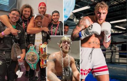 Jake Paul vows to 'embarrass' Tommy Fury's entire family including Tyson as he shows off gruelling neck exercise