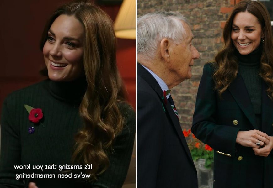 Kate Middleton beams as she meets up with WW2 veteran for tribute to fallen heroes ahead of Remembrance Sunday