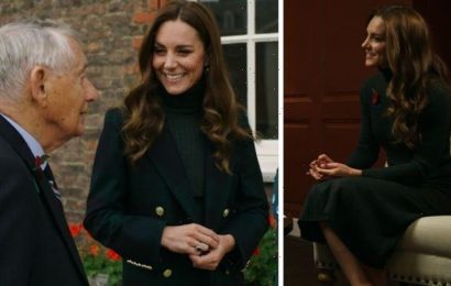 Kate Middleton stuns in new £749 tartan coat and jumper for special Remembrance Day video
