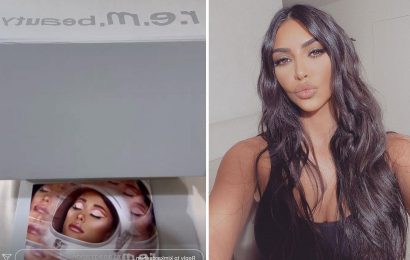 Kim Kardashian gushes over Ariana Grande's new makeup line as her romance with Pete Davidson continues