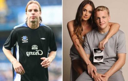 Man Utd star Van de Beek trolled by ex-Everton ace Van der Meyde over baby name after pregnancy announcement