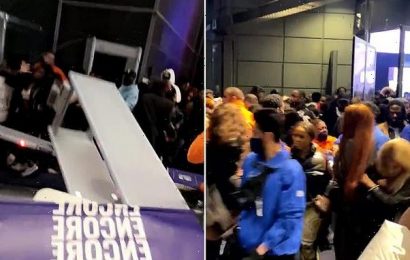 Music fans storm O2 knocking down security guards and scanners