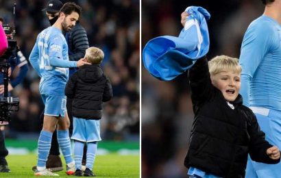 Watch young Man City fan snub Messi, Neymar and Mbappe to ask for Silva's shirt after flawless passing performance