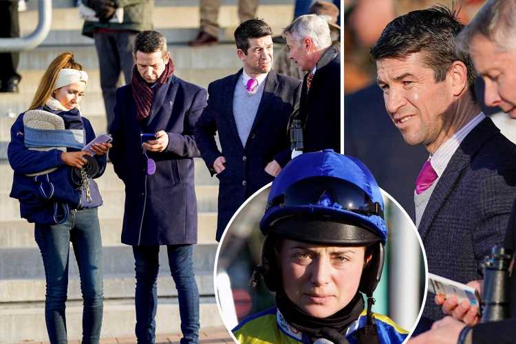 Banned jockey Robbie Dunne watches the racing at Cheltenham the day after losing his licence for bullying Bryony Frost