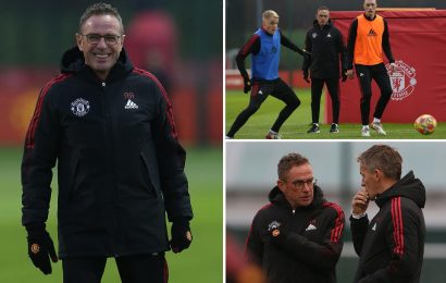 Ralf Rangnick spotted taking Man Utd training for first time as he looks to mould team ahead of Crystal Palace clash