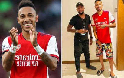Aubameyang seen in Arsenal shirt for first time since Mikel Arteta axe as striker poses in Gunners kit on Afcon duty