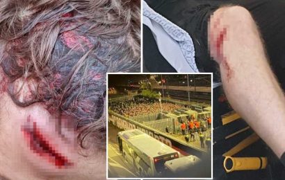 Chaos as Union Berlin fans clash with Rotterdam police, 75 arrested and some BITTEN by dog after stadium lock out