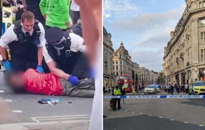 Dramatic moment cops arrest murder suspect after shopper, 60, stabbed in Oxford Circus in 'random attack'