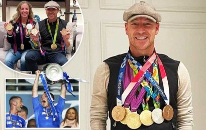 John Terry grabs glory whilst posing with six Olympic medals won by equestrian ace Charlotte Dujardin