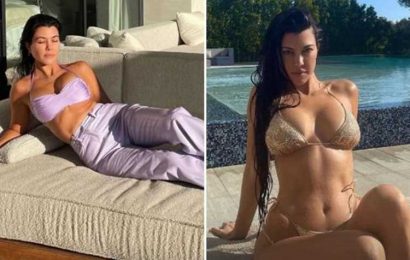 Kourtney Kardashian shows off her stomach in bikini throwbacks after fuelling pregnancy rumors with junk food collection