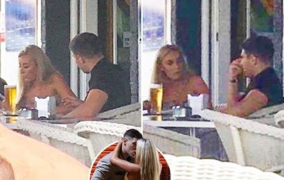 Love Island's Chloe Crowhurst and Jon Clark pictured looking loved-up again on holiday in Lanzarote after making up as she prepares to join Towie
