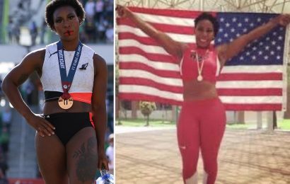 Olympian Gwen Berry accused of hypocrisy as pic of her posing with US flag goes viral after National Anthem protest fury
