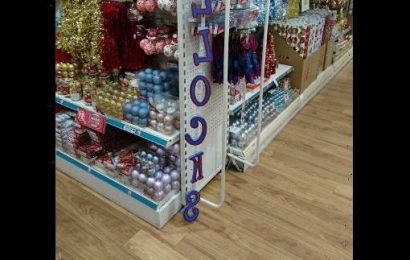 Poundland festive display rearranged to spell out B******S