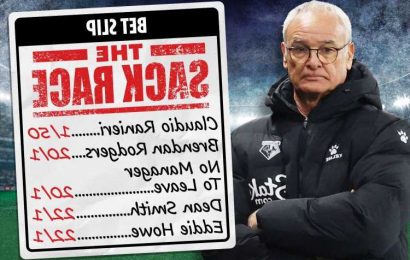 Premier League sack race – Claudio Ranieri heavy odds-on favourite to be sacked by Watford after weekend defeat