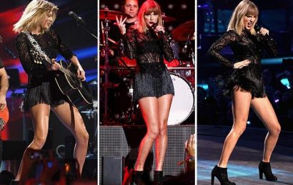 Taylor Swift shows off her endless legs in pre-Super Bowl bash as she reveals show will be her only gig in 2017